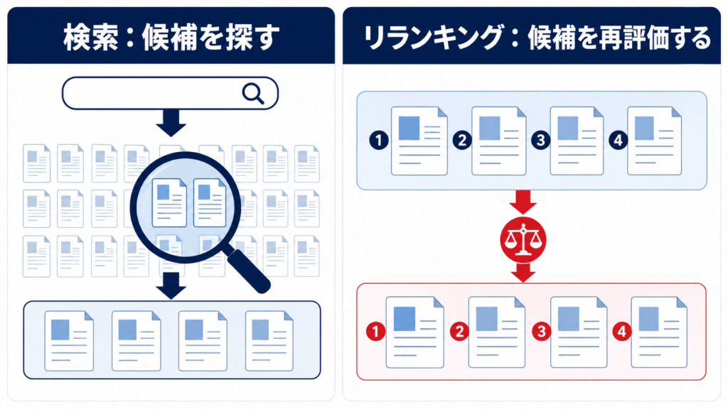 リランキングで質問に関連する文書を上位表示する仕組み