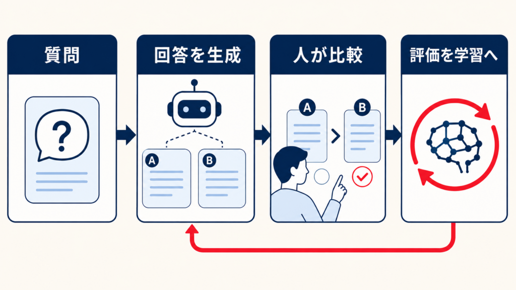 RLHFとは：人間の評価を使ってAIを調整する仕組み