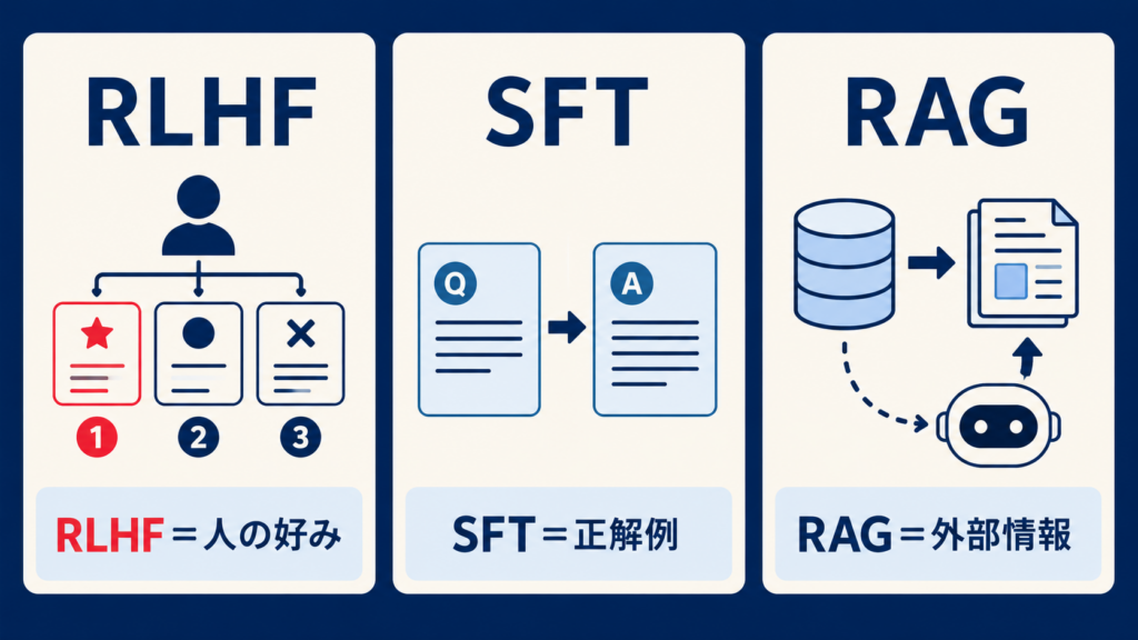 RLHF・SFT・ファインチューニング・RAGの違い