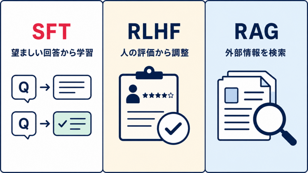 SFT・RLHF・RAGの違い