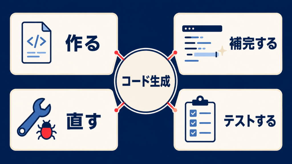 AIによるコード生成・補完・修正の流れ