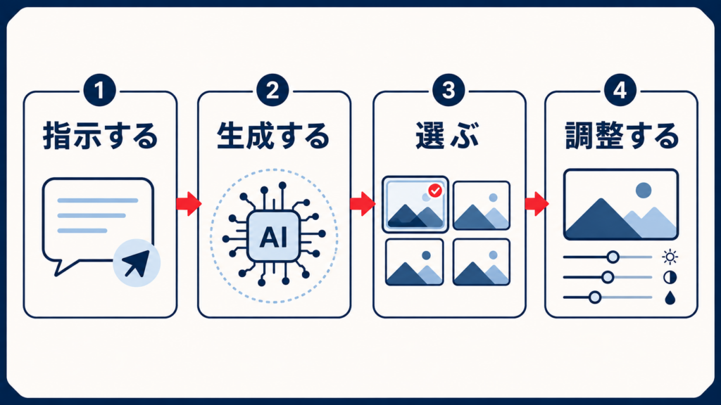 Midjourneyでプロンプトから画像を生成する画面