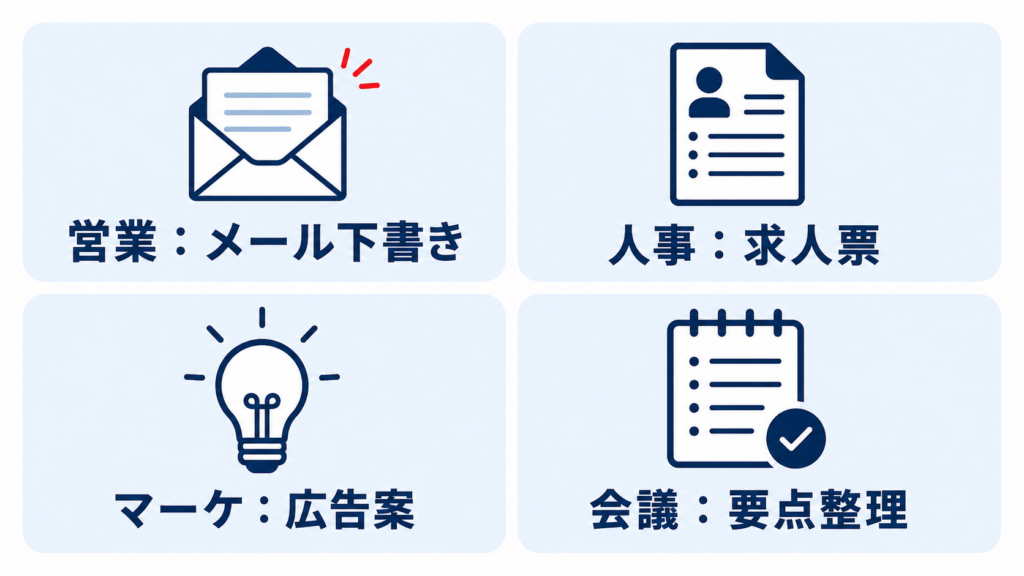 生成AIの業務別ユースケース例