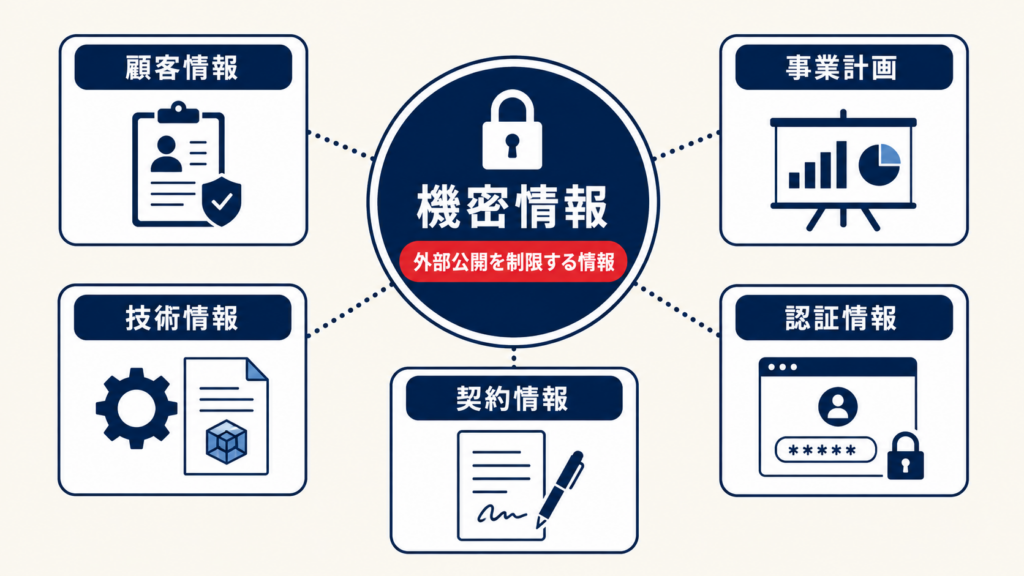 機密情報の意味と具体例を示すイメージ
