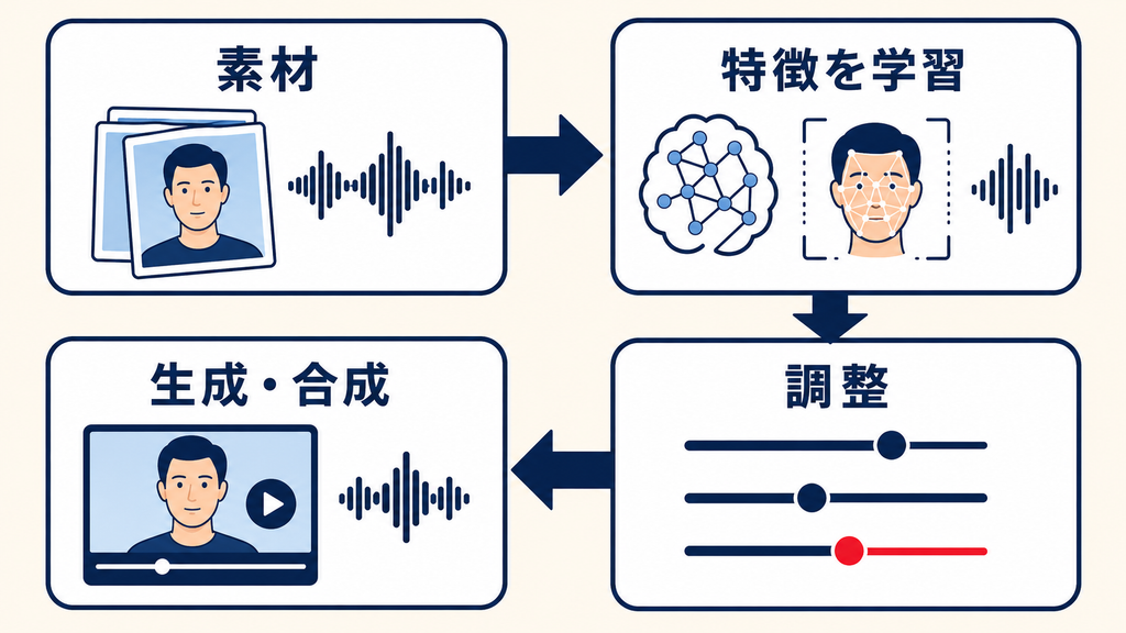ディープフェイクの仕組みと生成の流れ