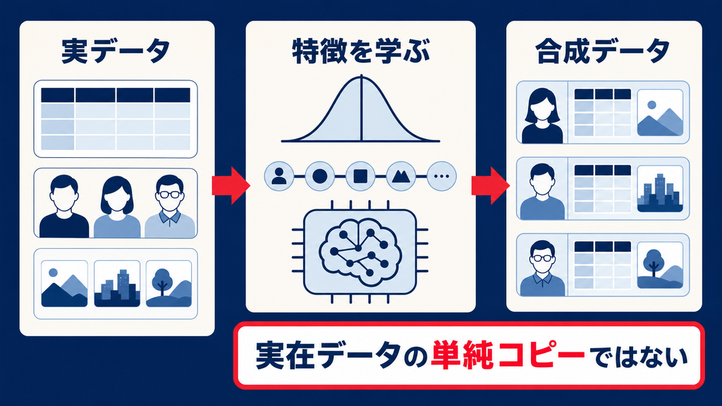 合成データとは何かを示す仕組みの図