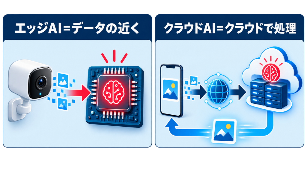 エッジAIとは何かを示す仕組みの図