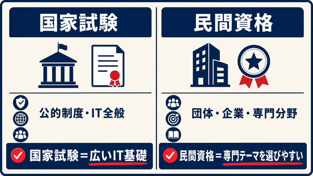 国家試験と生成AI民間資格の違い