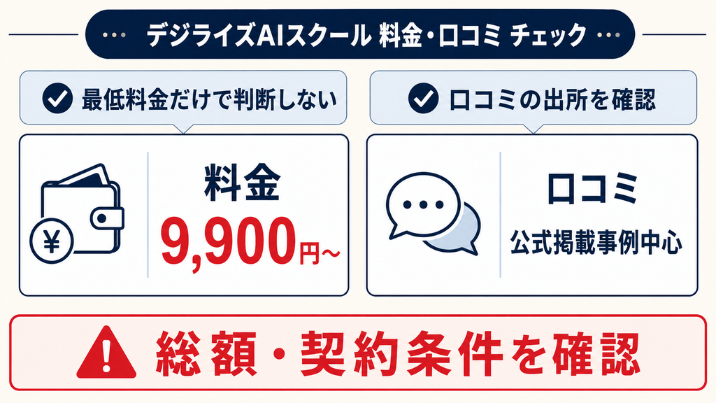 デジライズAIスクールの料金とサポート