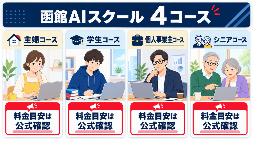 函館AIスクールの料金と4つのコース