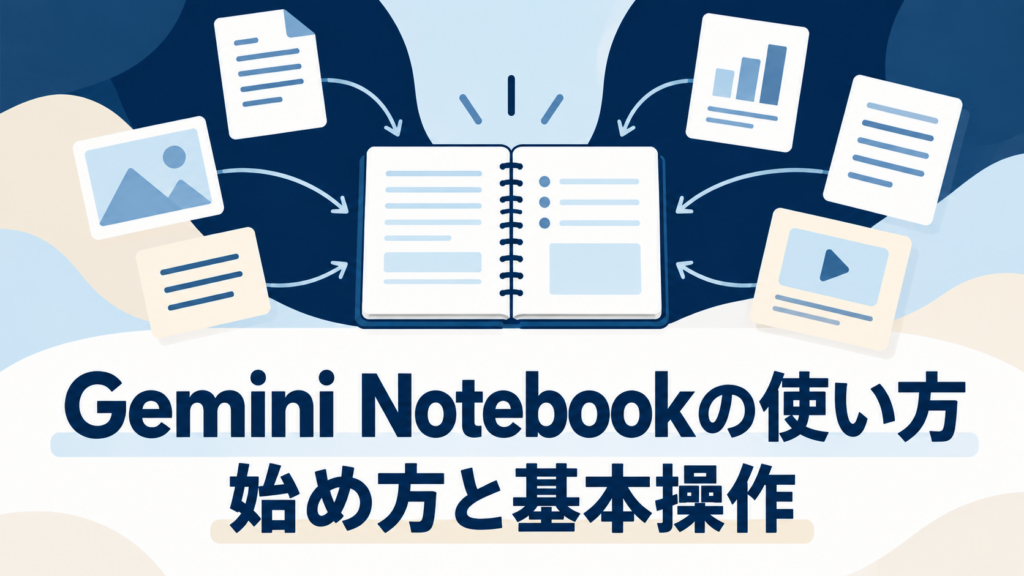 Gemini Notebookの使い方と始め方を紹介する、資料とノートブックのイラスト