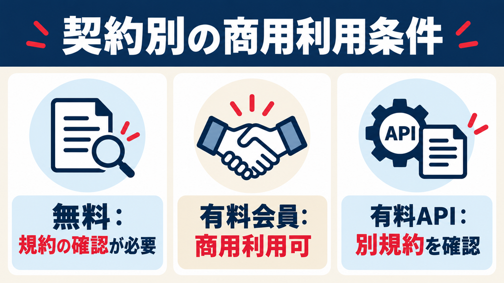 Kling AIの契約別の商用利用条件:無料は規約確認、有料会員は商用利用可、有料APIは別規約を確認