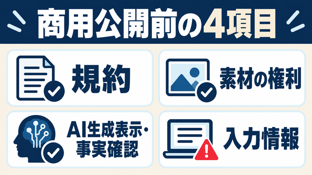 DeepSeekの商用公開前に確認する4項目：規約、素材の権利、AI生成表示と事実確認、入力情報