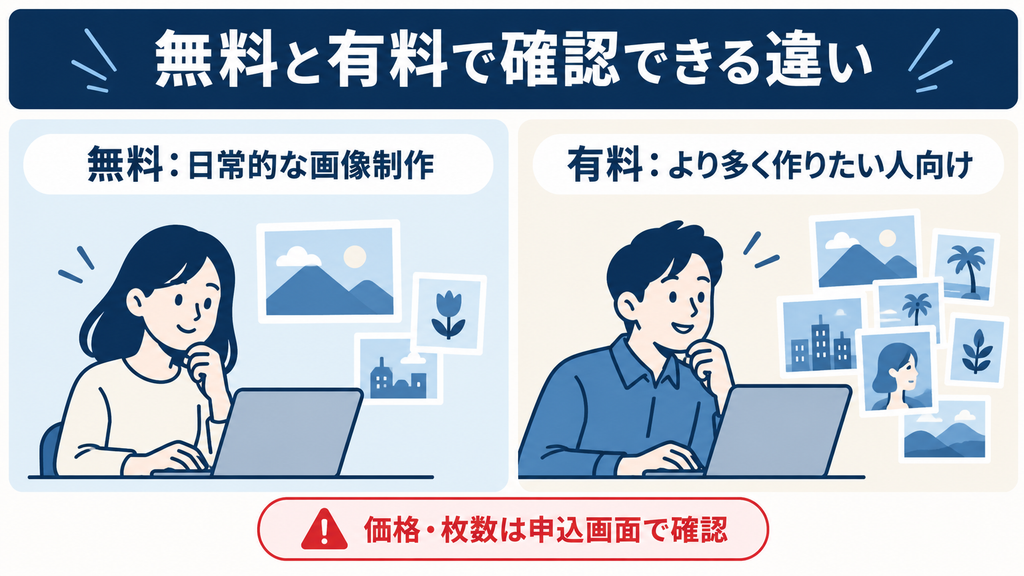 無料と有料の画像制作の違いと、価格・枚数の確認ポイント