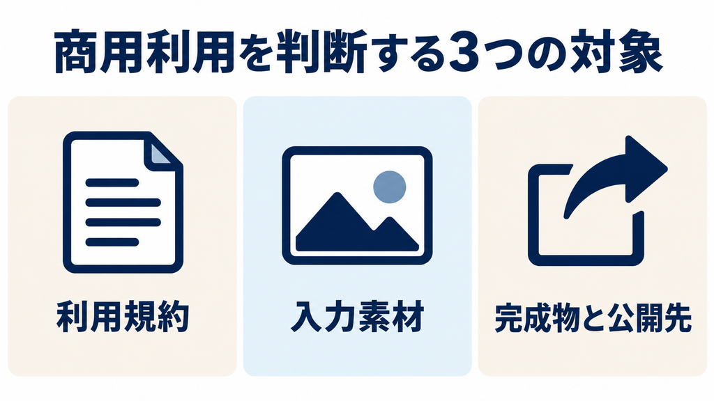 Meta AIの商用利用を判断する3つの対象：利用規約・入力素材・完成物と公開先