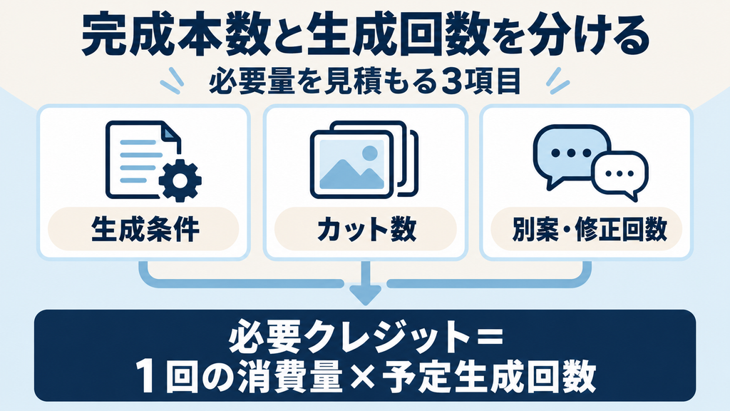 Pikaの必要クレジットを生成条件・カット数・別案や修正回数から見積もる方法