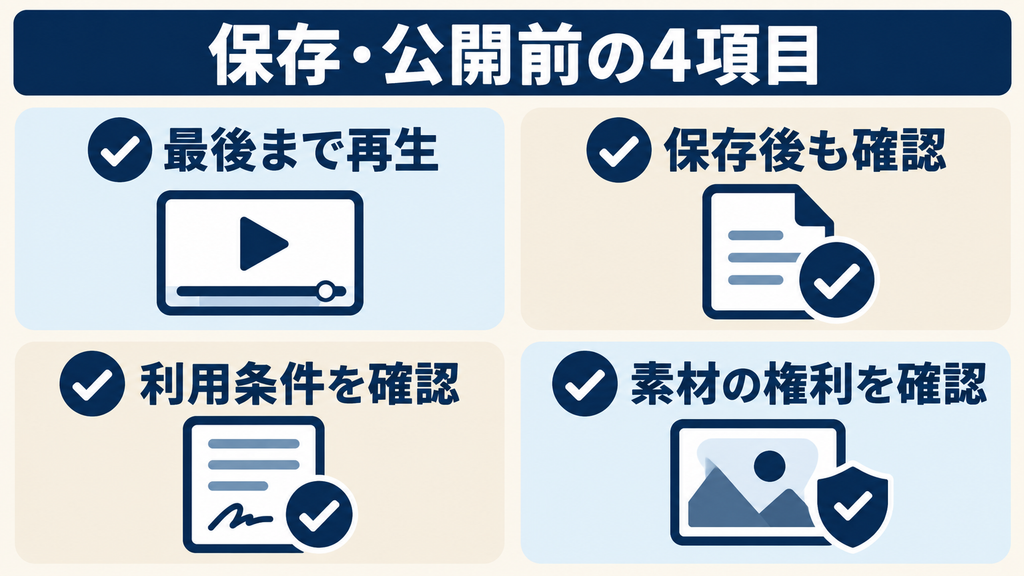 Pikaの保存・公開前に確認する再生結果・保存ファイル・利用条件・素材の権利