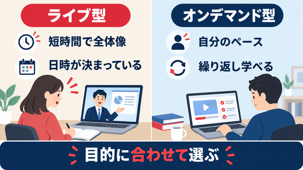 生成AI講座のライブ型とオンデマンド型の違い