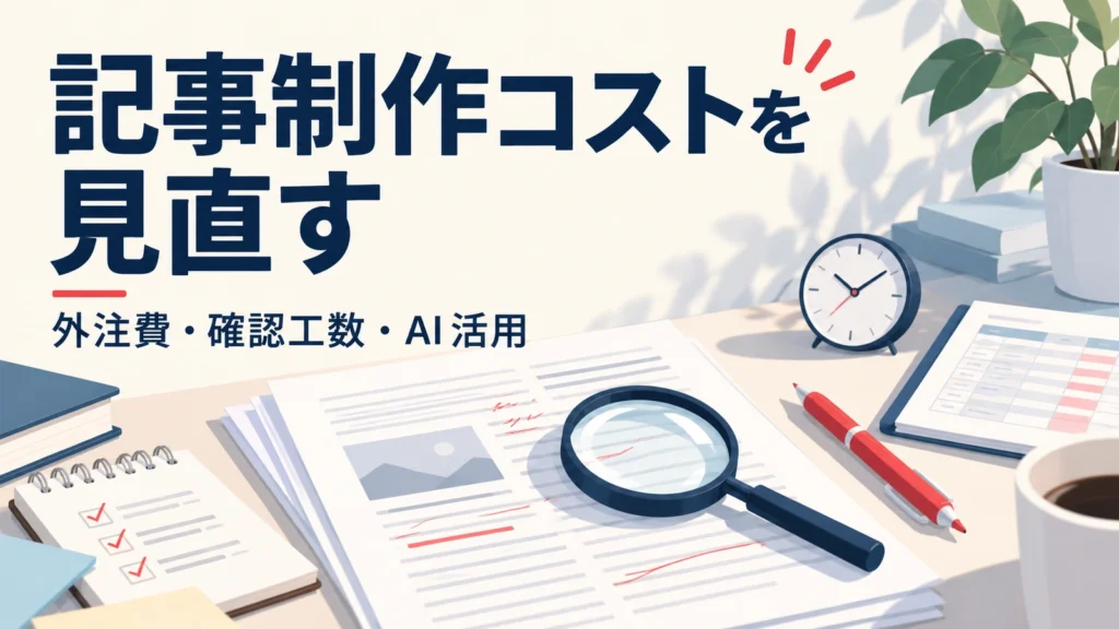 外注費、確認工数、AI活用から記事制作コストを見直すガイド