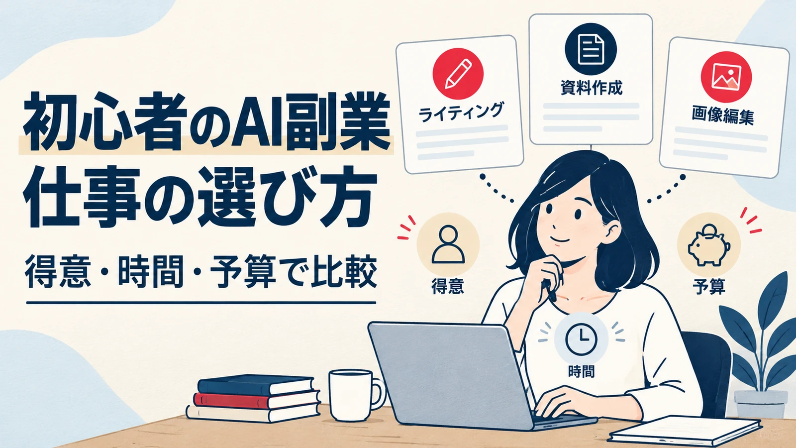 得意な作業、使える時間、予算から初心者のAI副業を選ぶ考え方