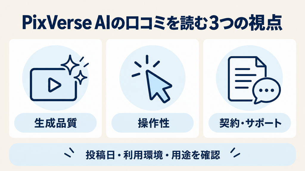 PixVerse AIの口コミを見る3つの視点:生成品質・操作性・契約とサポート