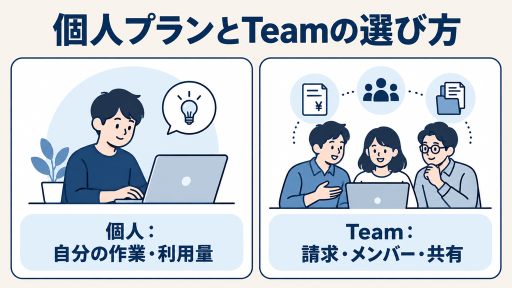 個人プランとClaude Teamの選び方の比較