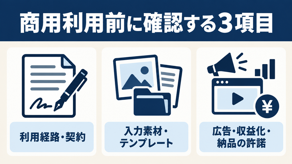 PixVerse AIの商用利用前に確認する利用経路・契約、入力素材・テンプレート、広告・収益化・納品の許諾