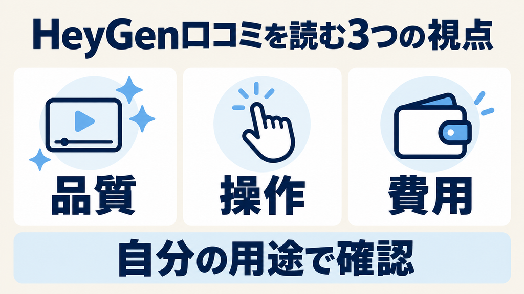 HeyGenの口コミを品質・操作・費用の3つの視点で確認