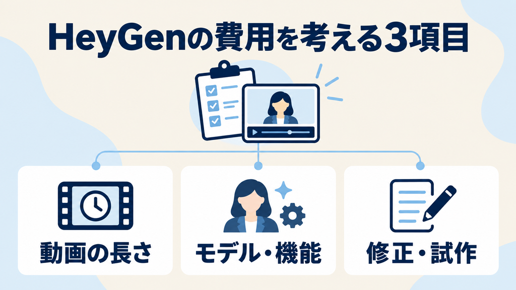 HeyGenの費用を左右する動画の長さ・モデルと機能・修正と試作