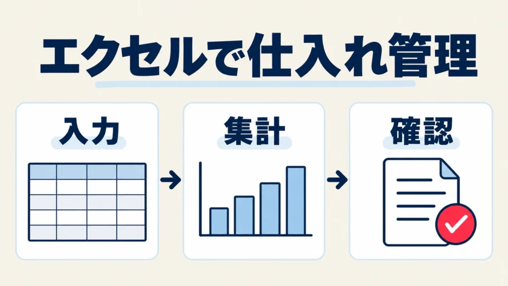 エクセルの仕入れ管理を入力、集計、原本との確認に分けて進める全体像