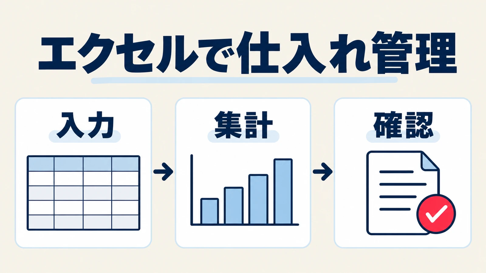 エクセルの仕入れ管理を入力、集計、原本との確認に分けて進める全体像