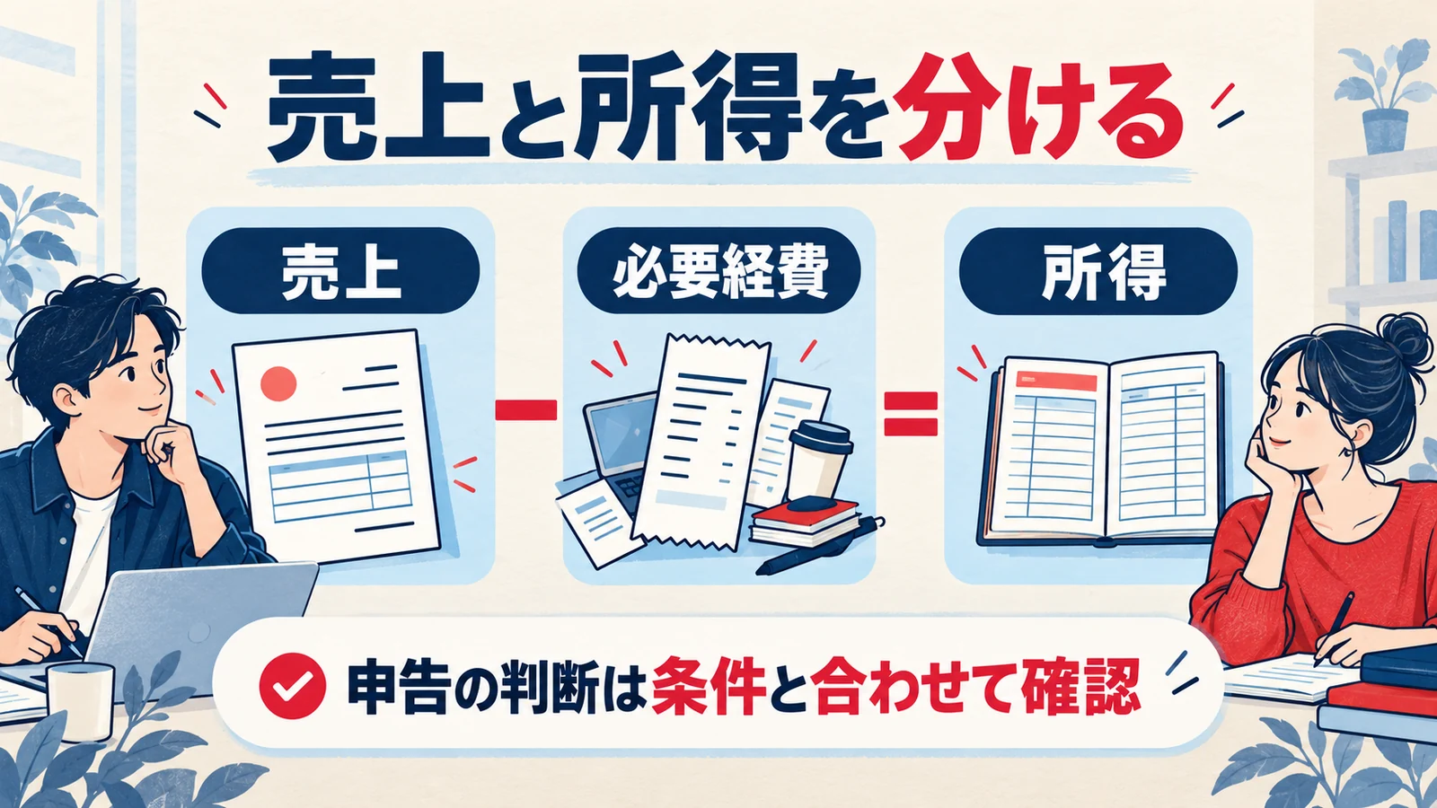 売上から必要経費を差し引いて所得を求める基本の図